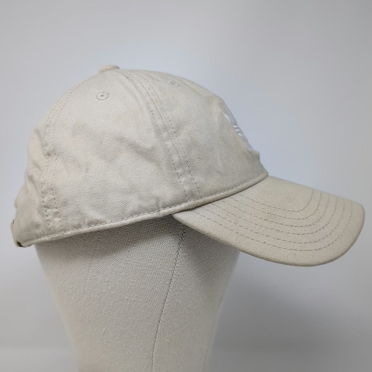 Adidas Baseball Cap Beige White One Size Trefoil Logo Slideback Pinstripe Hat