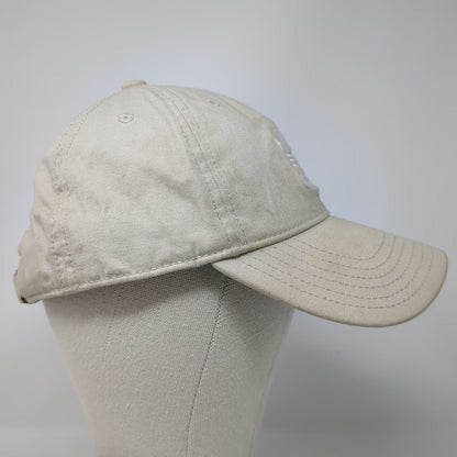 Adidas Baseball Cap Beige White One Size Trefoil Logo Slideback Pinstripe Hat
