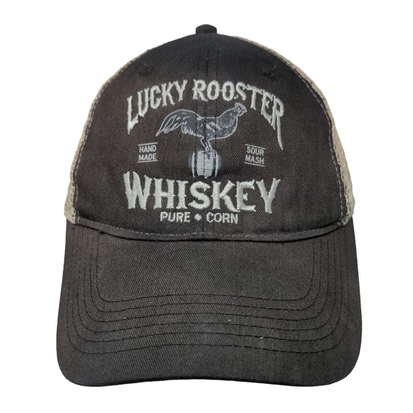 Lucky Rooster Whiskey Snapback Mesh Back Trucker Hat Brown OSFM Infinity