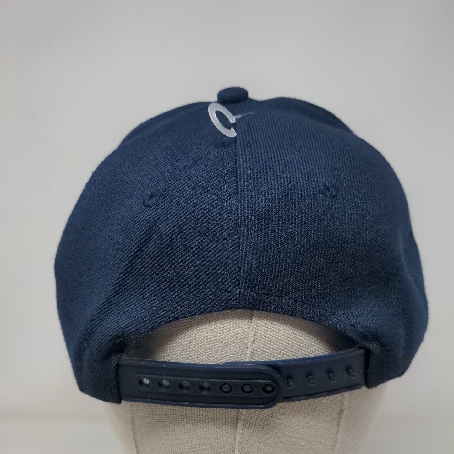 Emoji Flushed Face Snapback Hat Blue One Size Adjustable Embroidered Emoticon