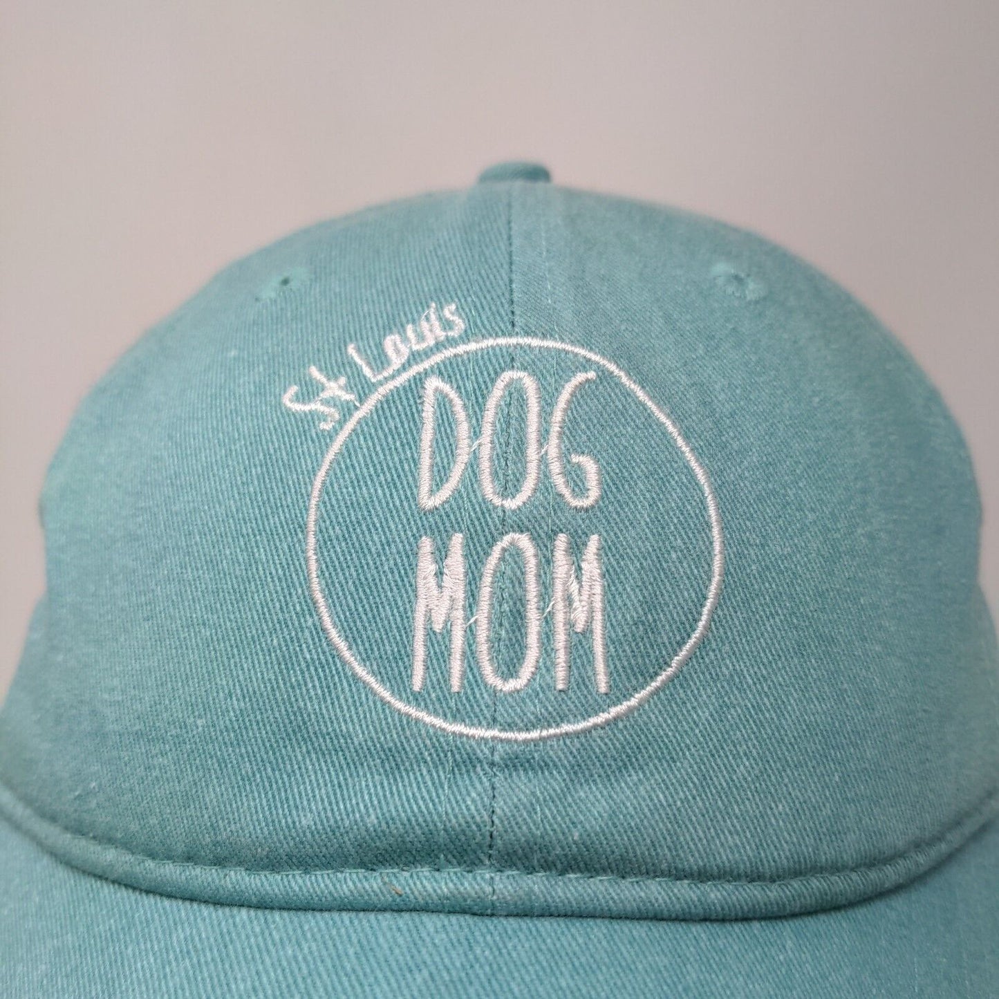 Comfort Colors Women's Slideback Hat Blue Embroidered Dog Mom St Louis Logo