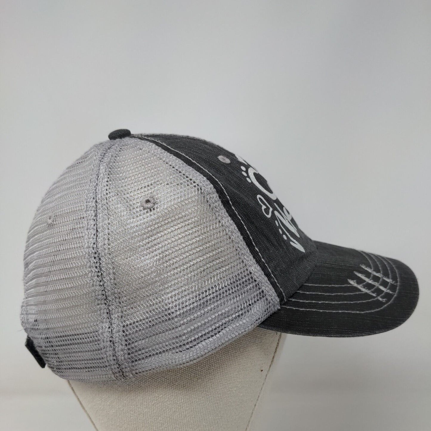 Cat Mom Paw Strapback Mesh Back Trucker Hat Gray OSFA 6 Panel HG