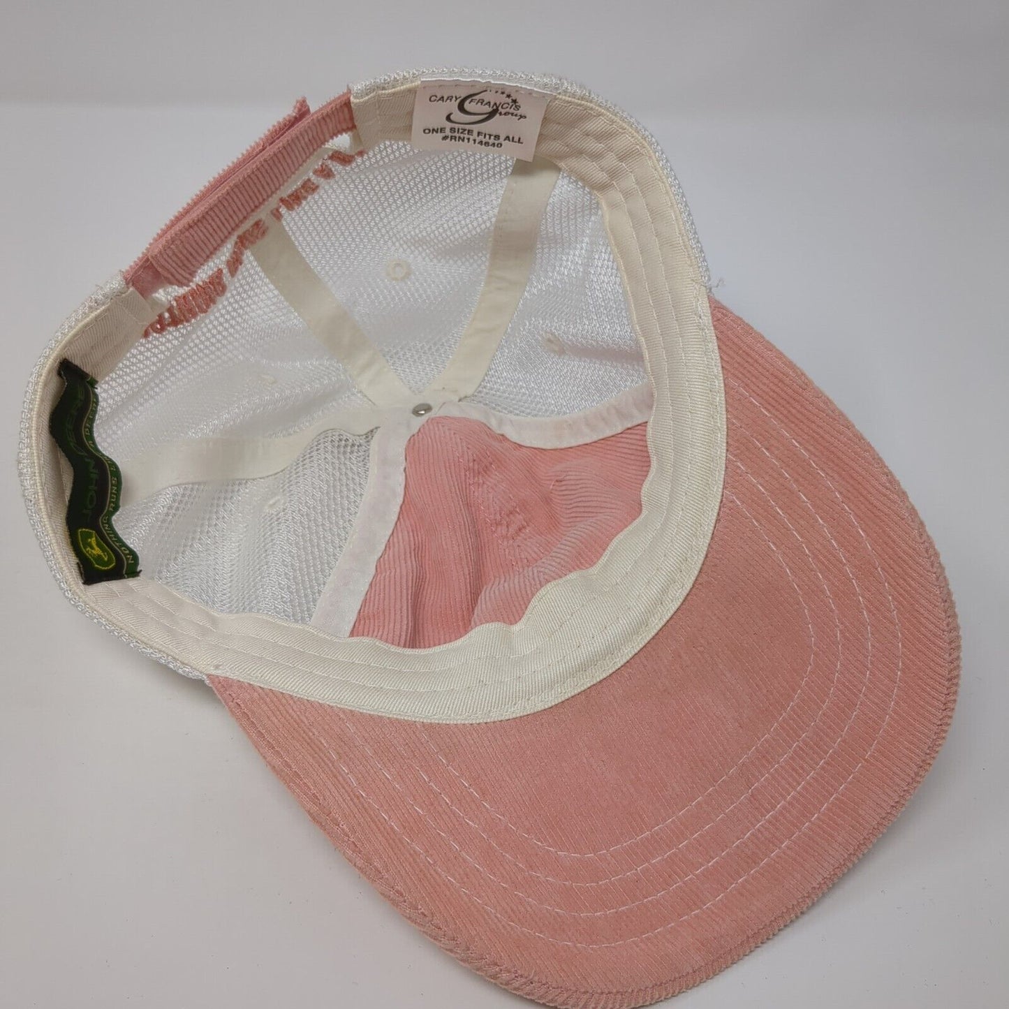 John Deere Strapback Trucker Hat Pink One Size Adjustable Embroidered Mesh Back