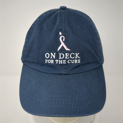 On Deck For The Cure Slideback Hat Blue One Size Adjustable Embroidered Cotton