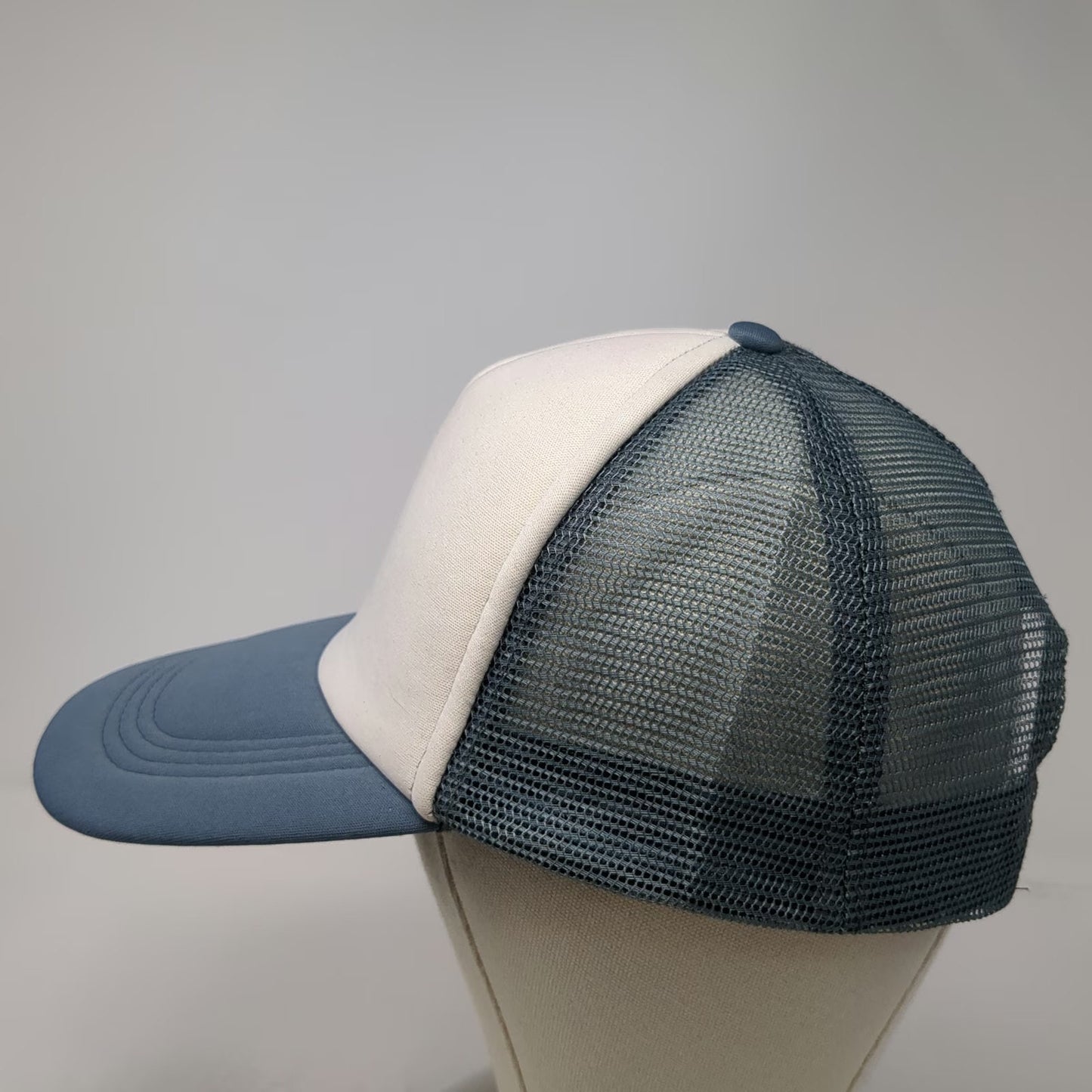 Trucker Hat Blue White One Size Blank Foam Front Mesh Back Snapback Adjustable