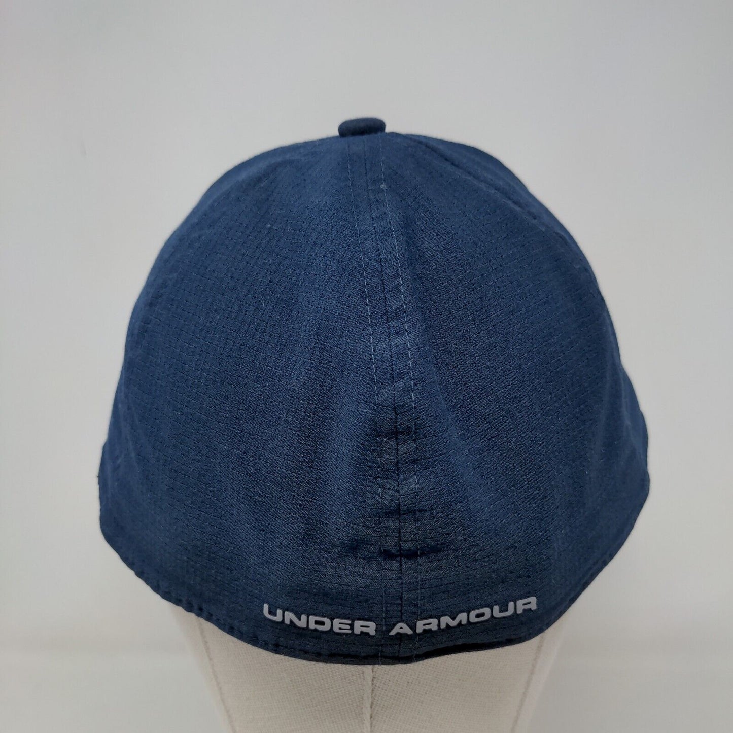 Under Armour Men's Fitted Hat Blue Size L/XL 3D Logo Spell Out Distressed