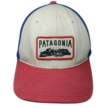 Patagonia Trucker Hat Blue Red White One Size Mesh Back Snapback Mountain Patch