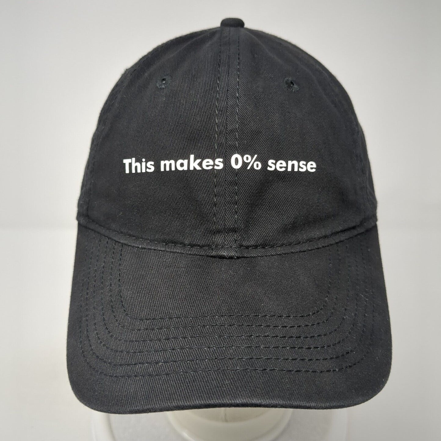 This Make 0% Sense Slideback Hat Black One Size Adjustable 6 Panel Sportsman