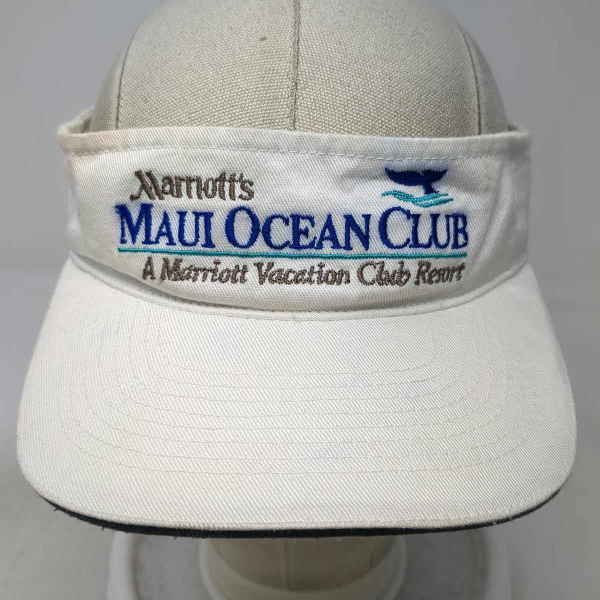 Toppers Marriott Maui Ocean Club White One Size Visor Hat Vacation Resort Whale