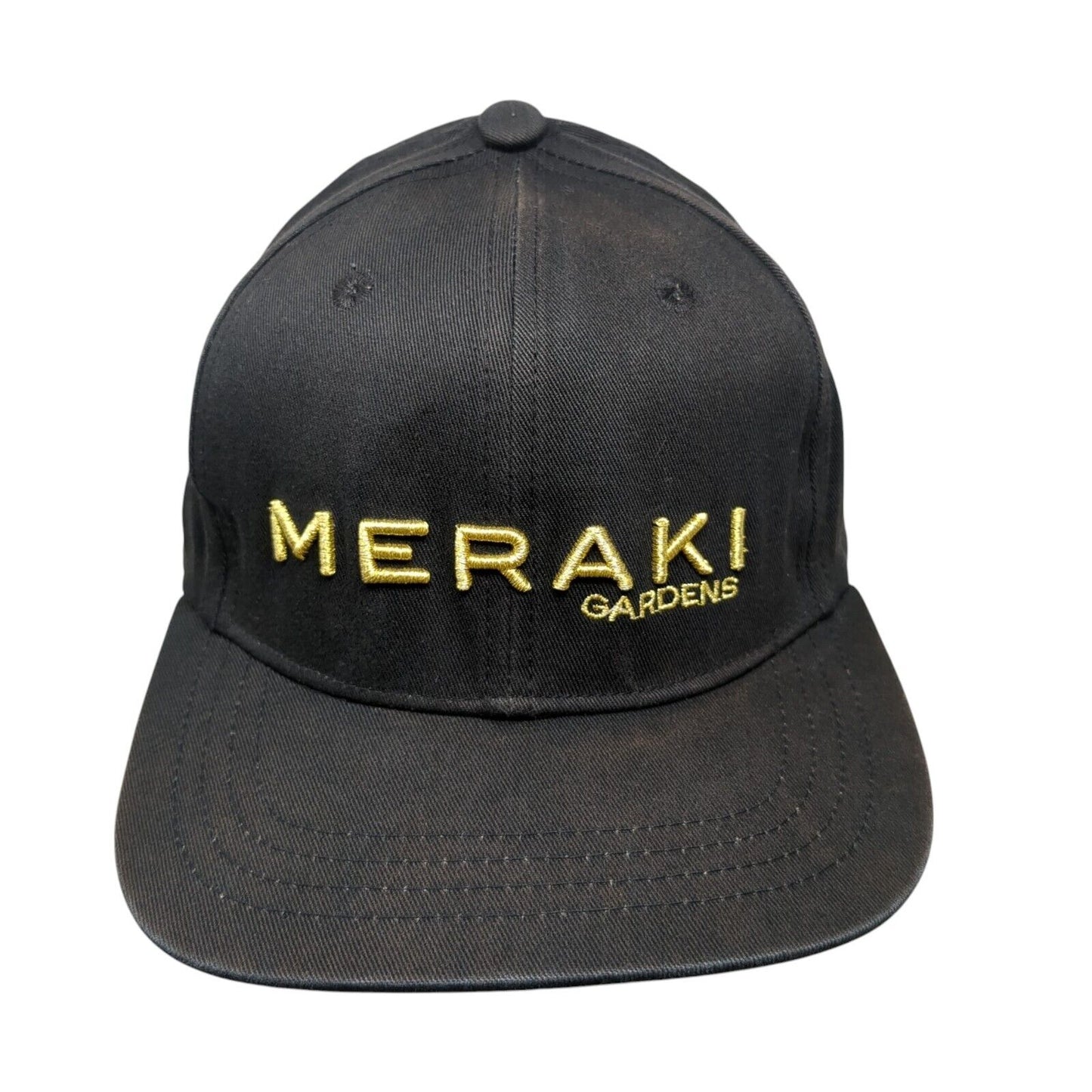 Meraki Gardens Snapback Hat Black OSFA Adjustable Embroidered 6 Panel