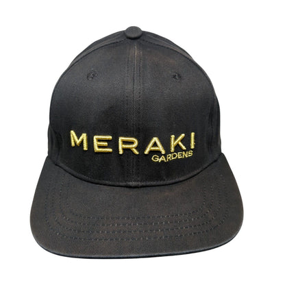 Meraki Gardens Snapback Hat Black OSFA Adjustable Embroidered 6 Panel