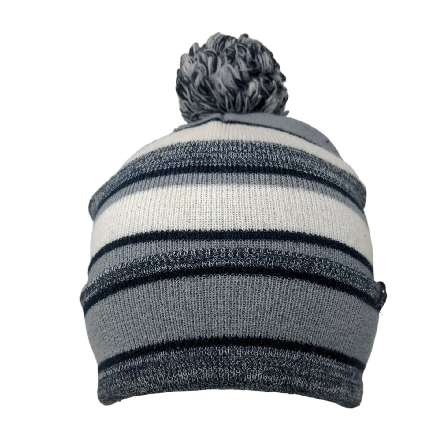 Unbranded Knit Pom Pom Beanie Hat Gray One Size Striped Outdoor