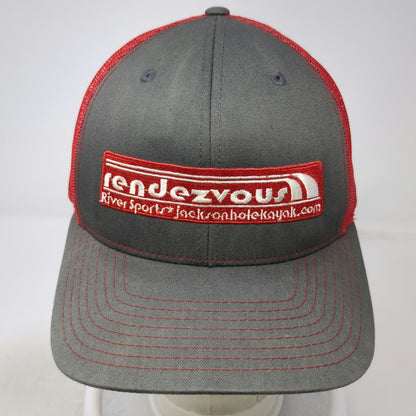 Richardson Trucker Hat Gray Red One Size Rendezvous River Sports Surf Wyoming