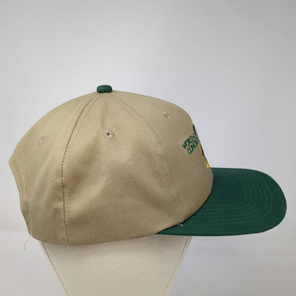 World of Concrete Orlando Beige Green Snapback Hat One Size Embroidered Twill