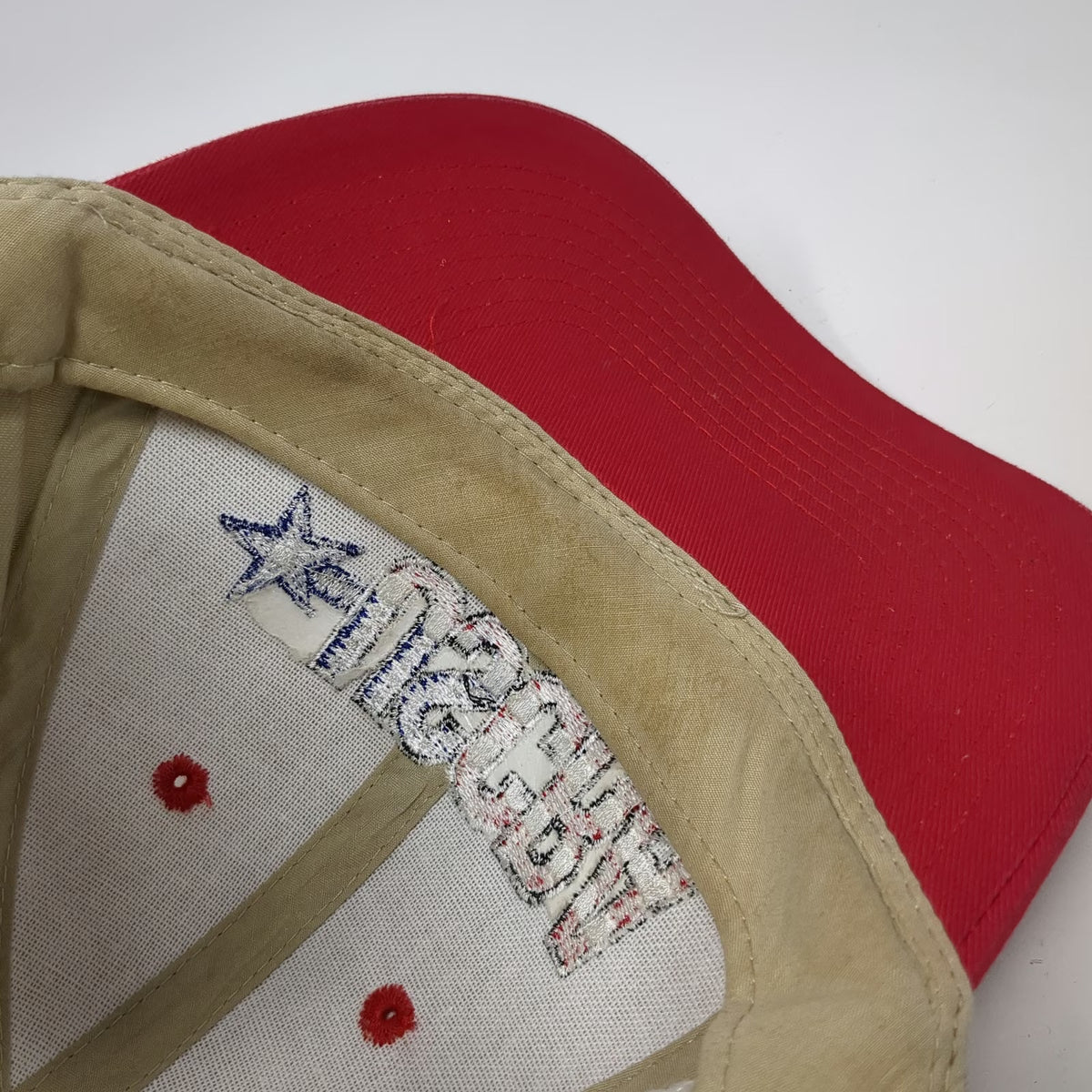 Otto Baseball Cap Beige Red One Size USCRA Calf Ropers Assn Hat Stars Stripes