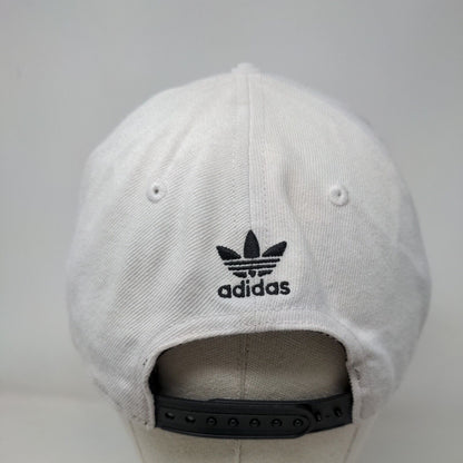 Adidas Snapback Hat White One Size Adjustable Embroidered Trefoil 6 Panel