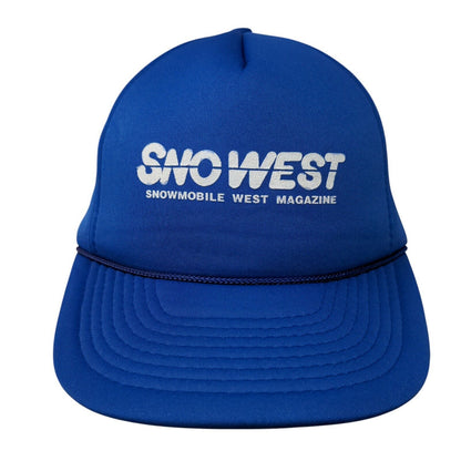Sno West Snowmobile West Magazine Snapback Hat Blue OSFA Adjustable Rope