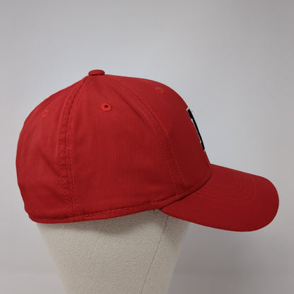 Reebok Hockey Fitted Hat Red Size L/XL Embroidered Vented Holes 6 Panel