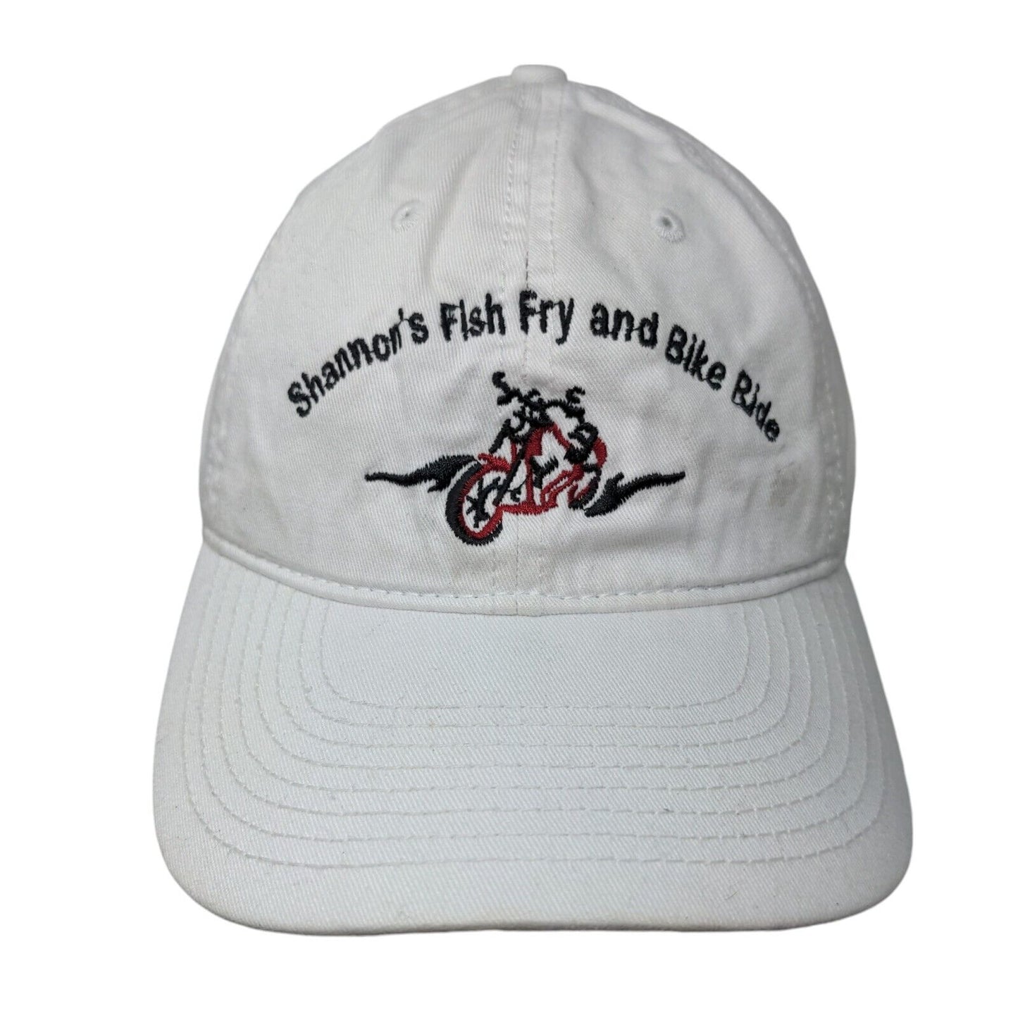 Shannon's Fish Fry and Bike Ride Strapback Hat White OS Embroidered The Game