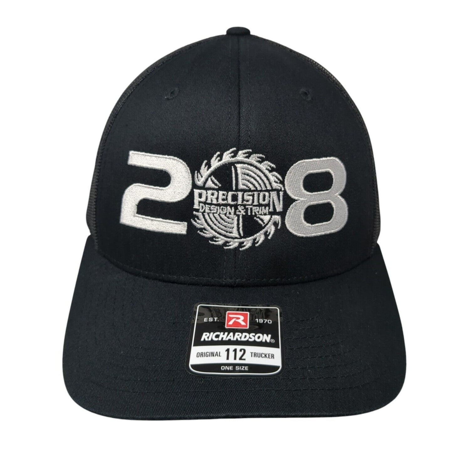 28 Precision Design & Trim Snapback Trucker Hat Black OS Mesh Back Richardson