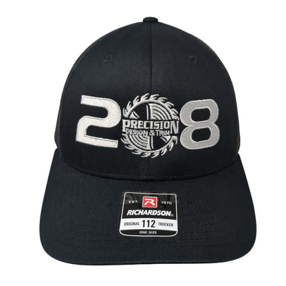 28 Precision Design & Trim Snapback Trucker Hat Black OS Mesh Back Richardson