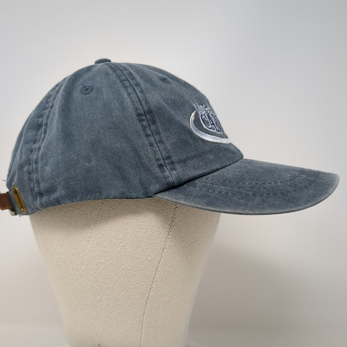 Adams Blue Baseball Cap One Size Leather Strapback Classy Chassie Car Wash Hat