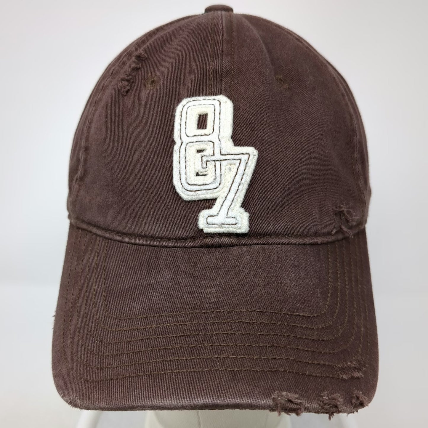 Aeropostale 87 Baseball Cap Brown XL Distressed Brim Aero Underbill Hat