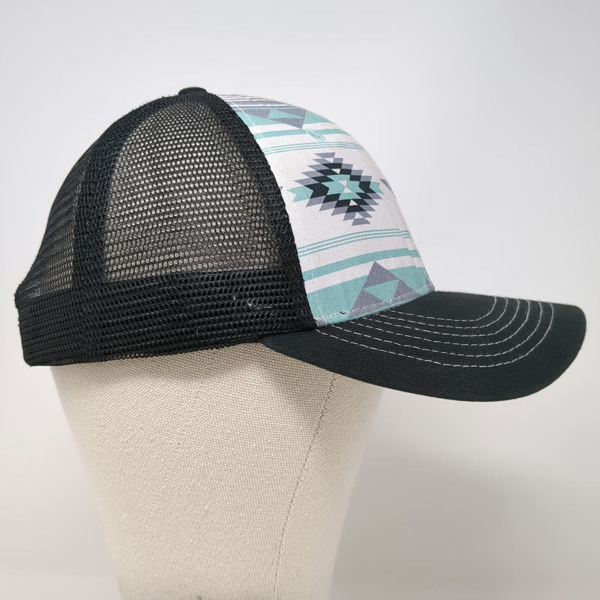 Buck's Bags Trucker Hat Black White Blue One Size Mesh Snapback Southwest Patch
