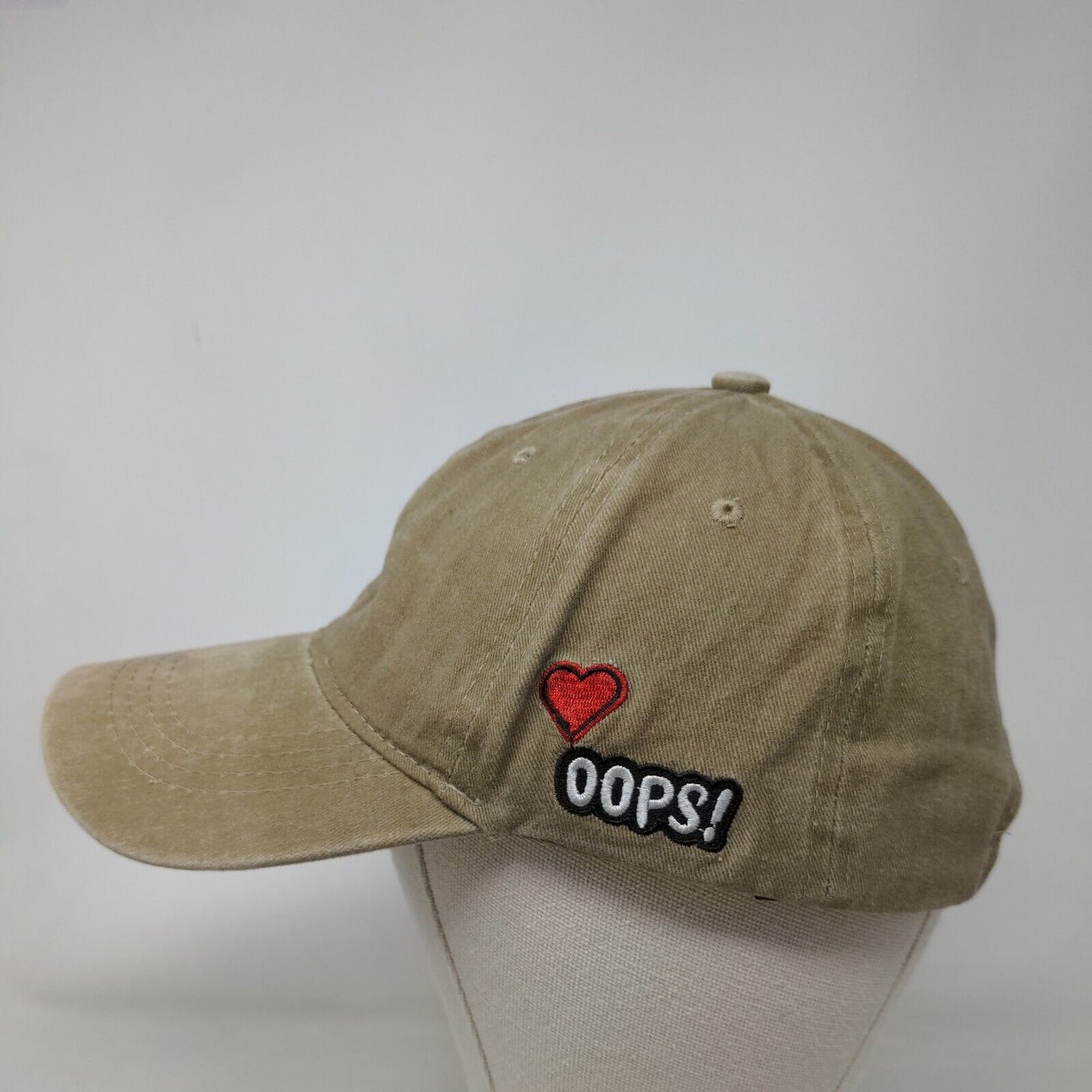 Oops! Slideback Hat Tan One Size Embroidered Adjustable 6 Panel