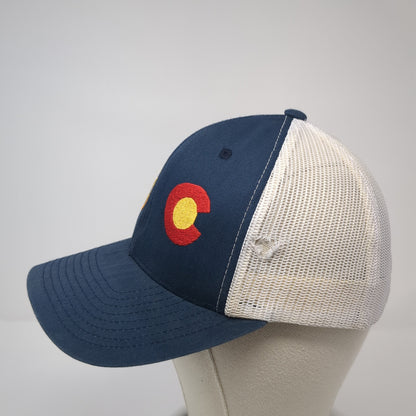 Bonfire Brewing Snapback Trucker Hat Blue One Size Mesh Back Yupoong