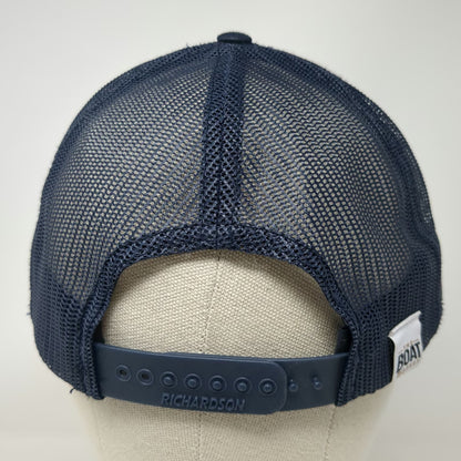 Richardson Trucker Hat Blue One Size Snapback The Boat Monkey Mesh Embroidered