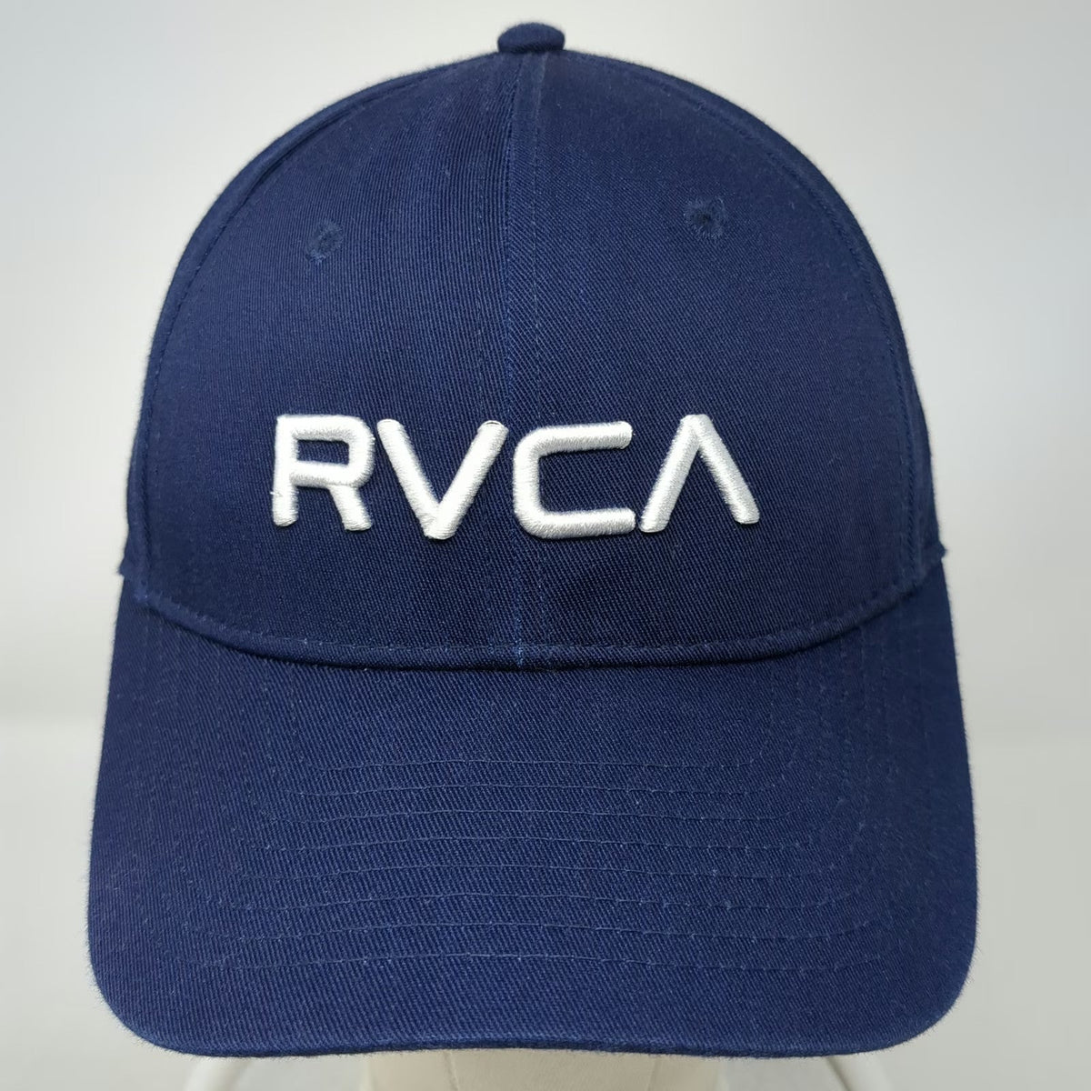 RVCA Snapback Hat Blue One Size 3D Embroidery Structured Cap Logo Surf Skate