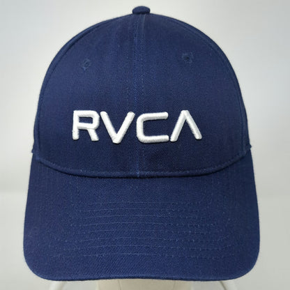 RVCA Snapback Hat Blue One Size 3D Embroidery Structured Cap Logo Surf Skate