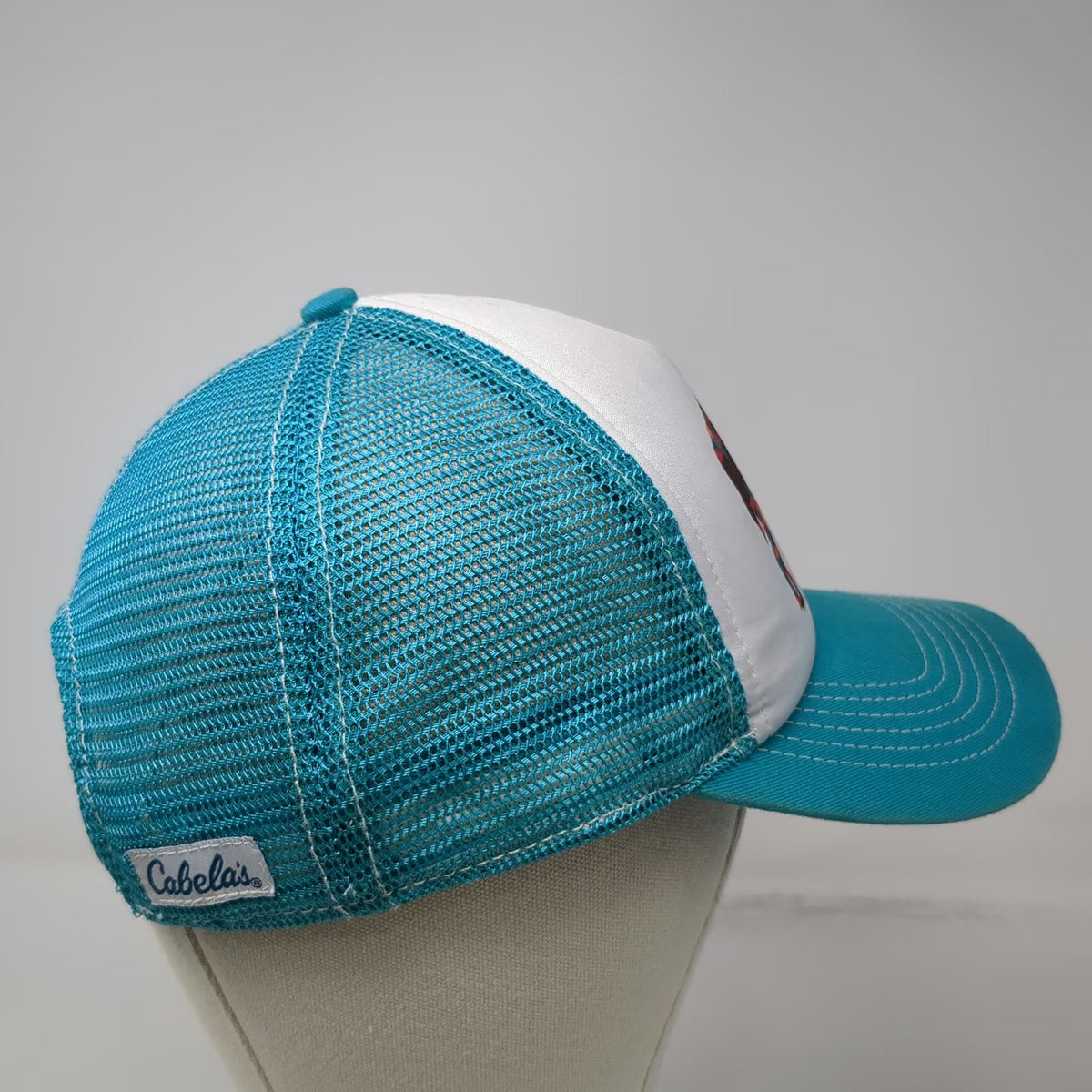 Cabela's Trucker Hat Blue One Size Southwestern Bison Buffalo Mesh Snapback Cap