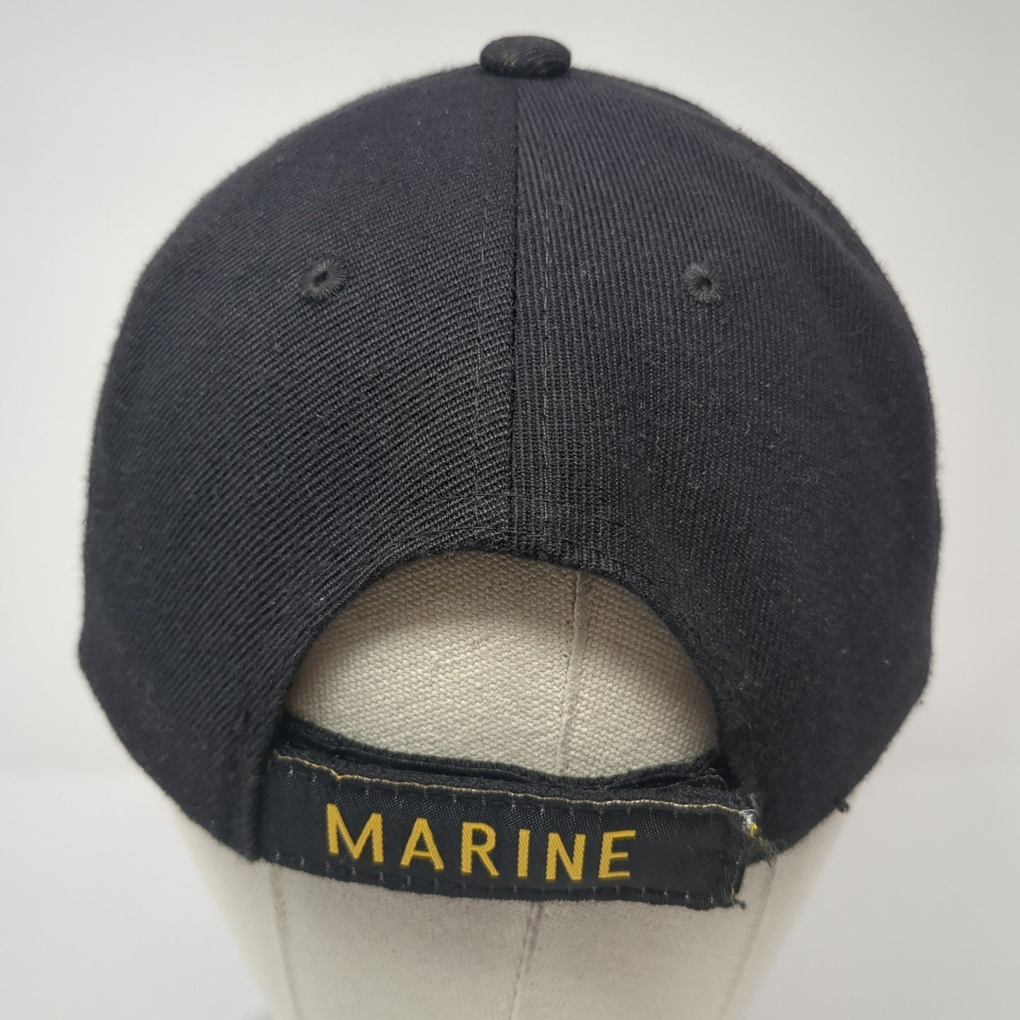 United States Veteran Marine Strapback Hat Black One Size Embroidered