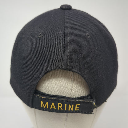 United States Veteran Marine Strapback Hat Black One Size Embroidered