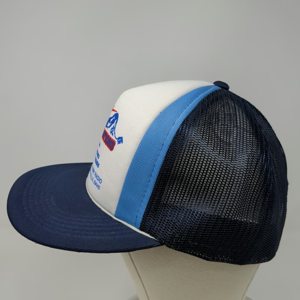 Inland Imports Trucker Hat Blue One Size Teton Communications Idaho Radio Mesh