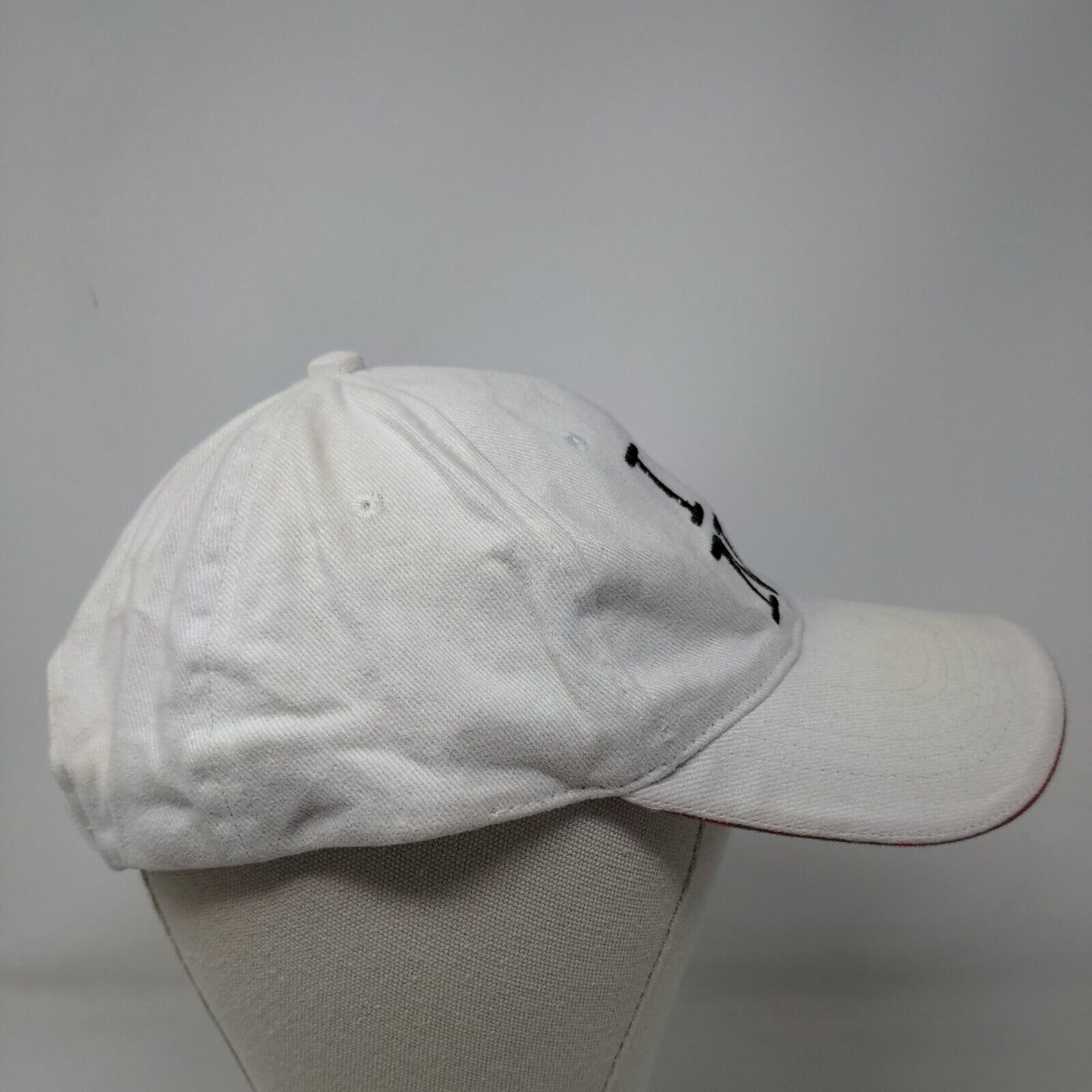 I Love NY Strapback Hat White 58cm Adjustable Embroidered Vented Holes 6 Panel