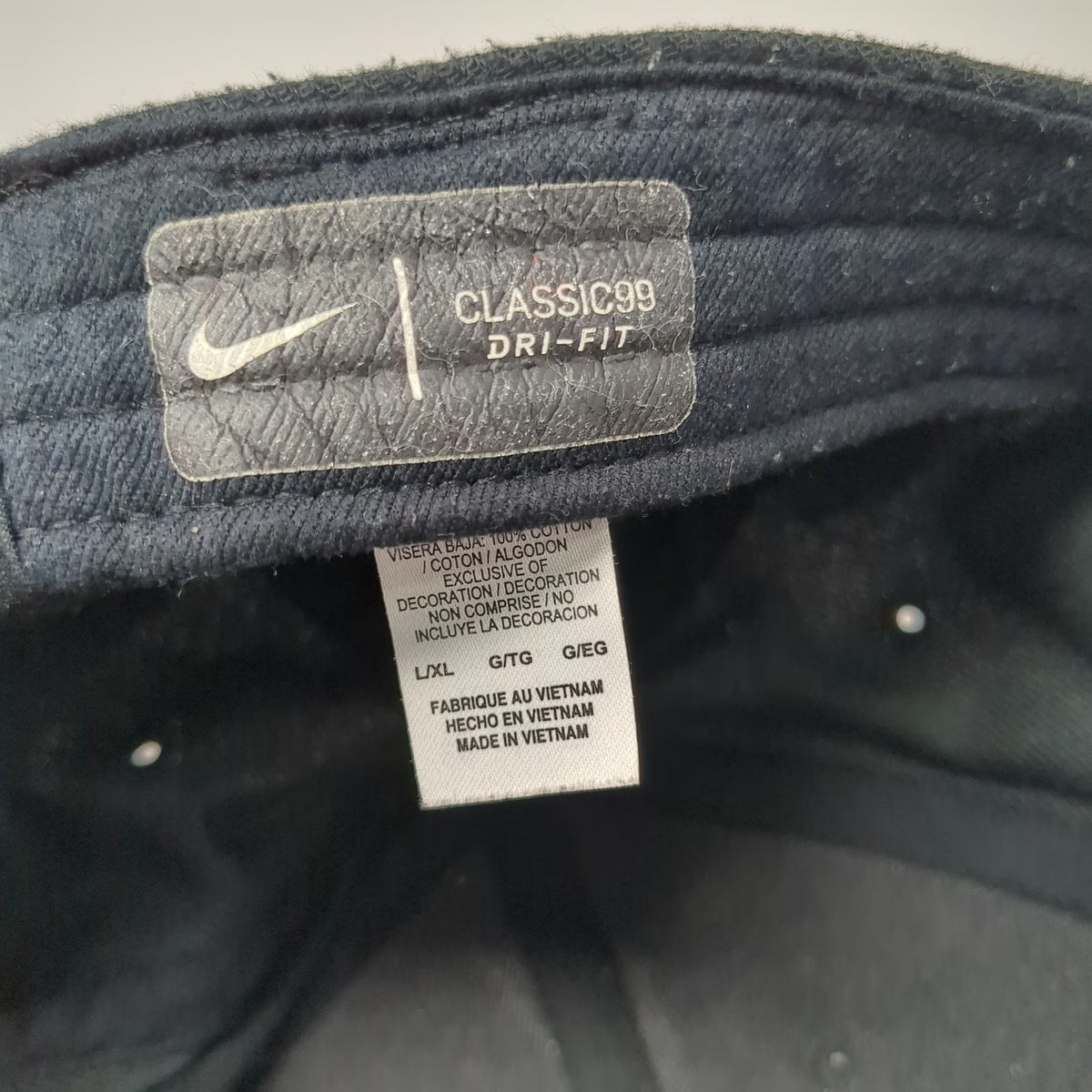 Nike Baseball Cap Black XL Dri-Fit Classic99 Embroidered Swoosh Stretch Fit Hat