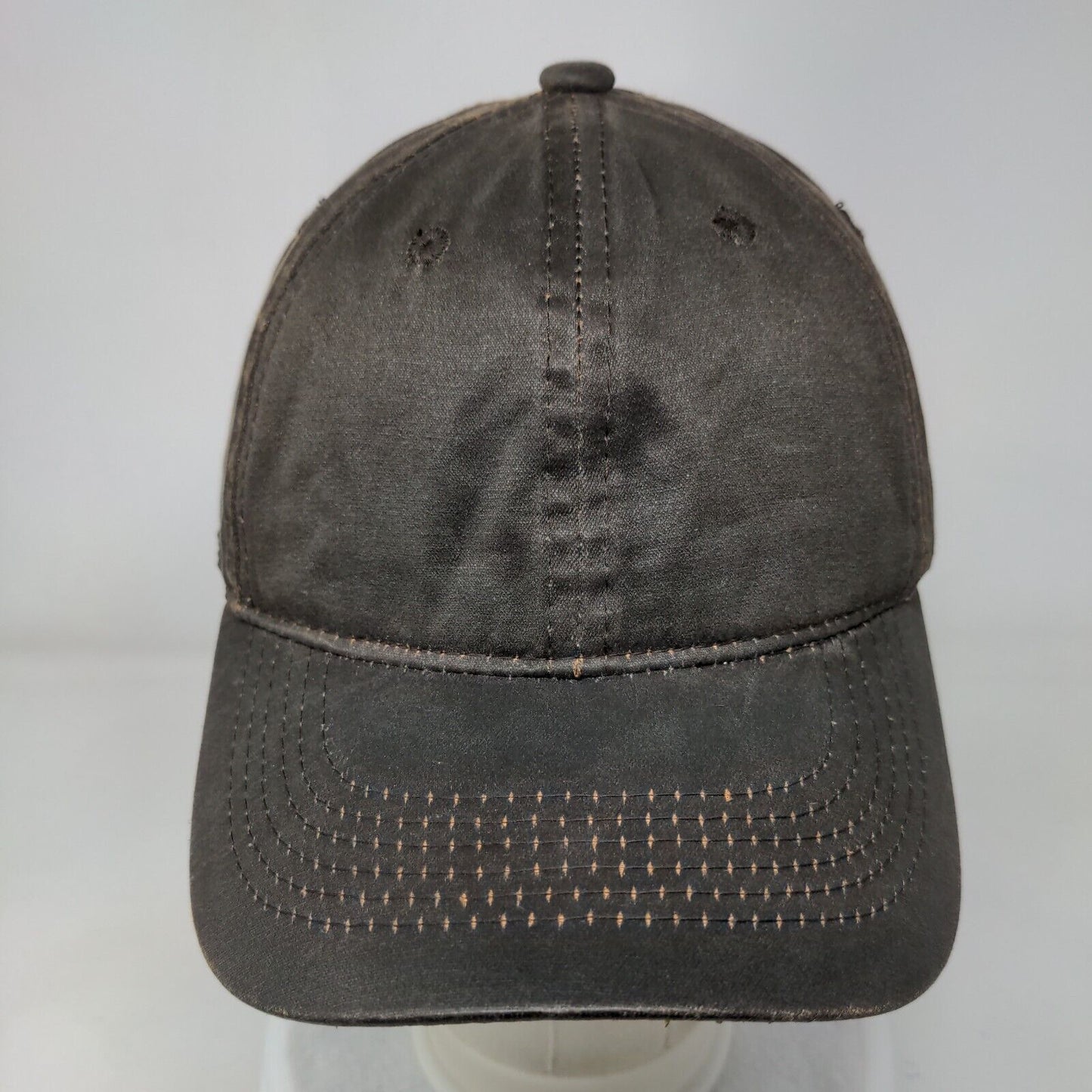Unbranded Strapback Hat Brown One Size Adjustable Vented Holes 6 Panel Blank