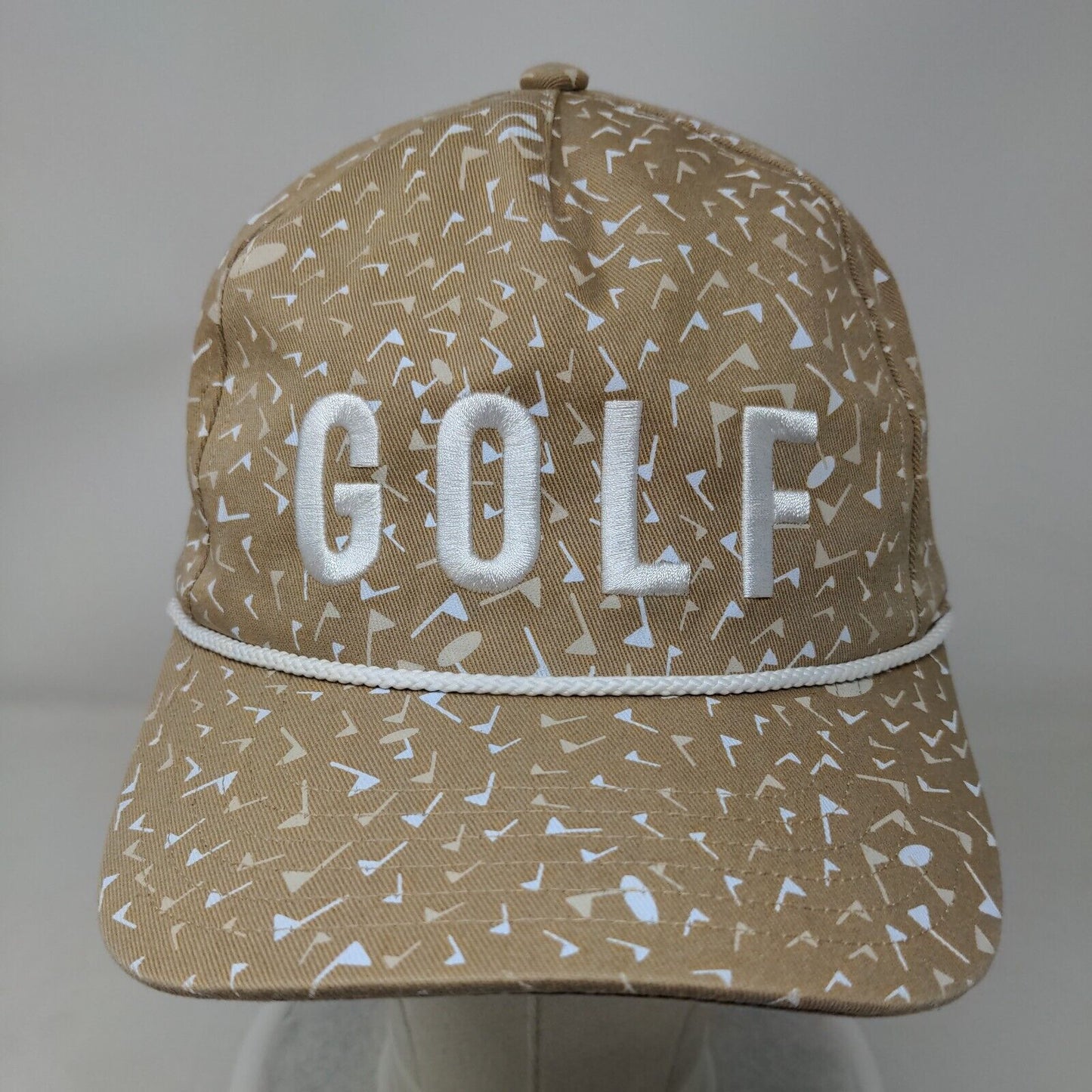 Adidas Golf Snapback Rope Hat Tan One Size Embroidered All Over Print