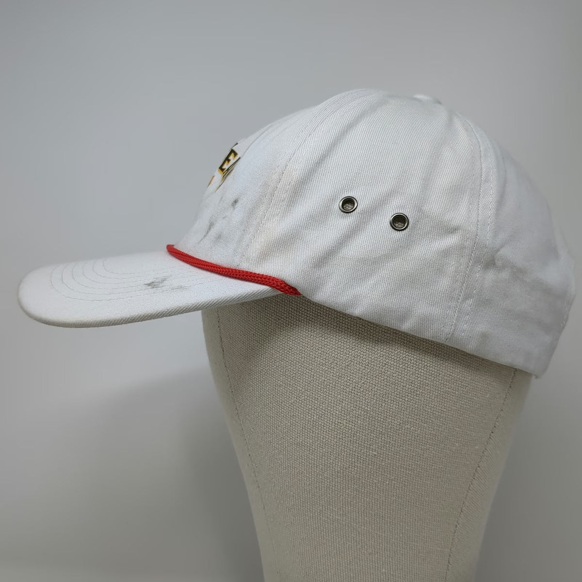 Jim Beam 5 Panel White One Size Hat Rope Slideback Organic Cotton Bourbon Logo