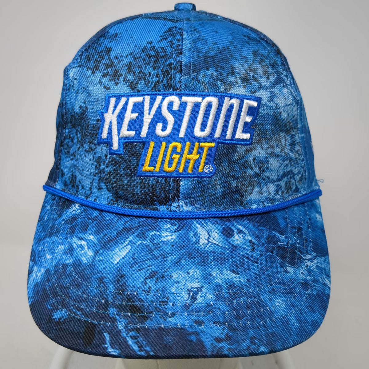 Realtree Snapback Blue One Size Hat Keystone Light Beer Fishing Water Camo Rope