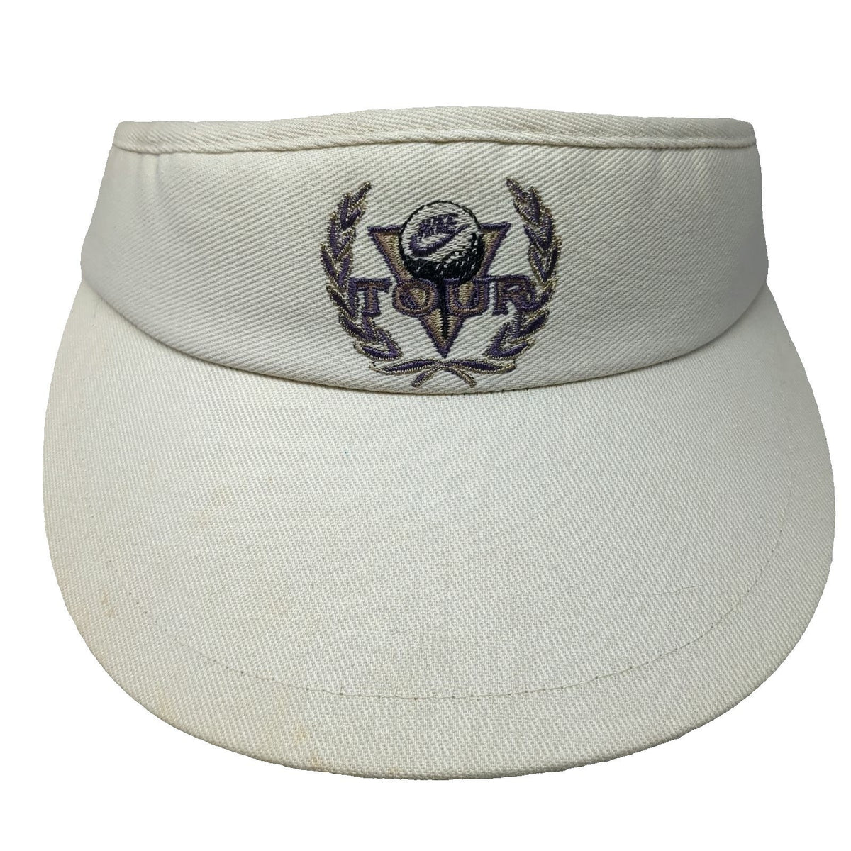Nike Visor Beige Golf Tour Albertsons Logo Embroidery Cotton Hat Vintage
