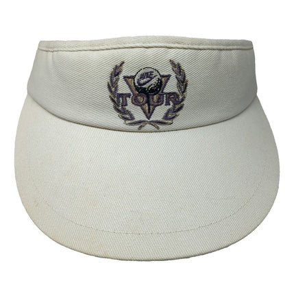 Nike Visor Beige Golf Tour Albertsons Logo Embroidery Cotton Hat Vintage