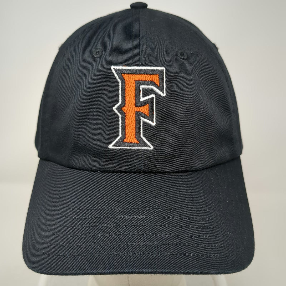 Under Armour Baseball Cap Black Orange White OSFM Slideback Letter F Logo Hat
