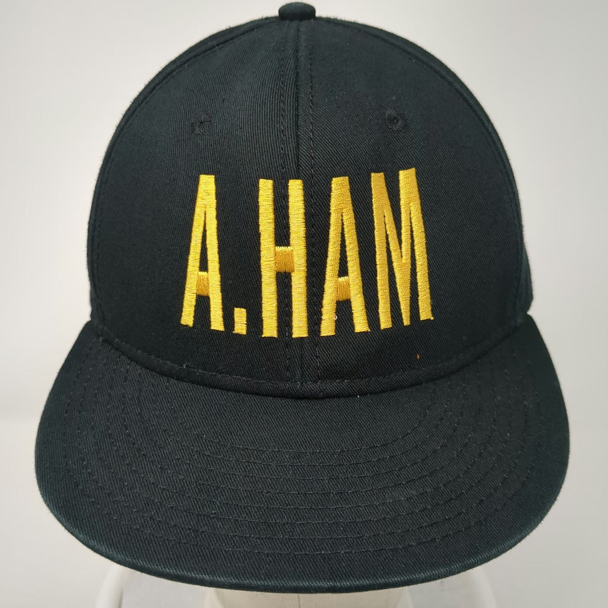Otto Snapback Hat Black One Size Hamilton Musical Embroidery Flat Gray Brim