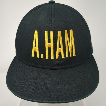 Otto Snapback Hat Black One Size Hamilton Musical Embroidery Flat Gray Brim