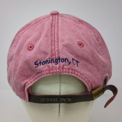 Adams Baseball Cap Red One Size Leather Strapback Dog Watch Cafe Stonington CT