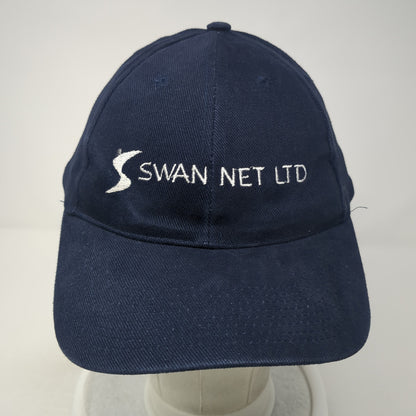 Swan Net Ltd Strapback Baseball Cap Blue One Size Adjustable Embroidered Cotton